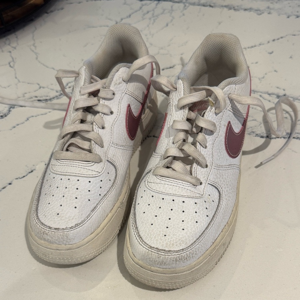 Nike White and Pink Air Force 1